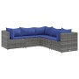 Set de muebles de jardín 5 pzas y cojines ratán sintético gris de , Conjuntos de jardín - Ref: Foro24-3308127, Precio: 309,00...