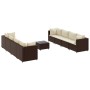 Set muebles de jardín 9 piezas y cojines ratán sintético marrón de , Conjuntos de jardín - Ref: Foro24-3308041, Precio: 530,0...