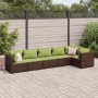 Garden furniture set, 6 pieces, with brown synthetic rattan cushions. by , Garden sets - Ref: Foro24-3308110, Price: 450,27 €...