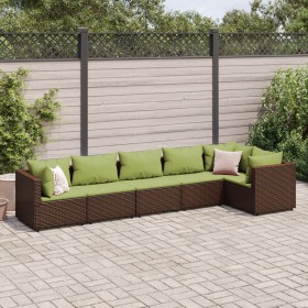 Gartenmöbel-Set, 6-teilig, mit braunen Kunststoff-Rattan-Kissen. von , Gartensets - Ref: Foro24-3308110, Preis: 450,27 €, Rab...