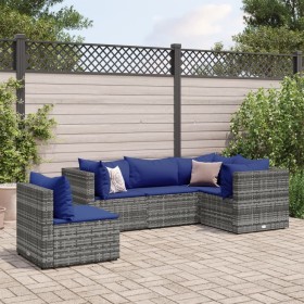 Gartenmöbel-Set 5-teilig mit grauen Polstern aus synthetischem Rattan von , Gartensets - Ref: Foro24-3308159, Preis: 309,00 €...