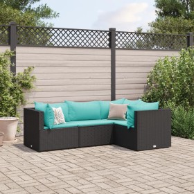 Garden set with 4-piece black synthetic rattan cushions by , Garden sets - Ref: Foro24-3308076, Price: 291,43 €, Discount: %