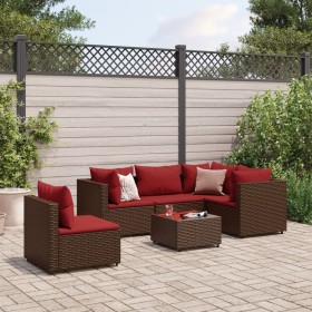 Garden furniture set, 6 pieces, with brown synthetic rattan cushions. by , Garden sets - Ref: Foro24-3308165, Price: 401,93 €...