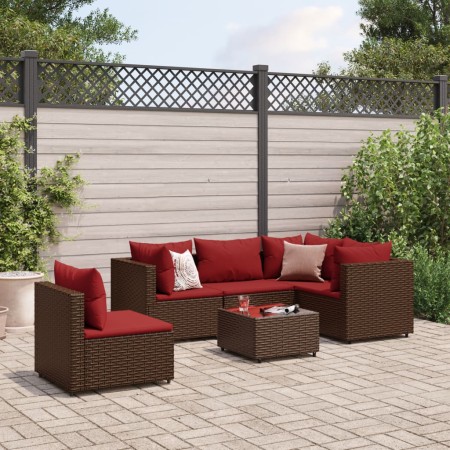 Gartenmöbel-Set, 6-teilig, mit braunen Kunststoff-Rattan-Kissen. von , Gartensets - Ref: Foro24-3308165, Preis: 403,84 €, Rab...