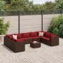 Garden furniture set 10 pieces and brown synthetic rattan cushions by , Garden sets - Ref: Foro24-3308277, Price: 563,00 €, D...