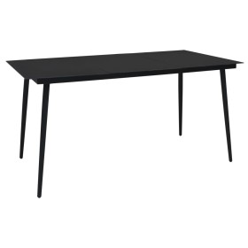 Garden dining table, black steel and glass, 190x90x74 cm. by vidaXL, Garden tables - Ref: Foro24-312159, Price: 184,44 €, Dis...