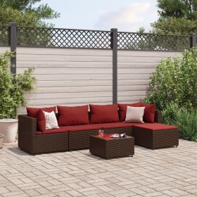 Gartenmöbel-Set, 6-teilig, mit braunen Kunststoff-Rattan-Kissen. von , Gartensets - Ref: Foro24-3308069, Preis: 332,35 €, Rab...