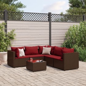 Garden furniture set, 6 pieces, with brown synthetic rattan cushions. by , Garden sets - Ref: Foro24-3308133, Price: 403,84 €...