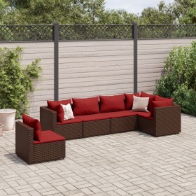 Garden furniture set, 6 pieces, with brown synthetic rattan cushions. by , Garden sets - Ref: Foro24-3308173, Price: 489,99 €...