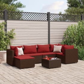 Garden furniture set, 7 pieces, with brown synthetic rattan cushions. by , Garden sets - Ref: Foro24-3308221, Price: 446,33 €...