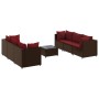 Set muebles de jardín 7 piezas y cojines ratán sintético marrón de , Conjuntos de jardín - Ref: Foro24-3308029, Precio: 401,7...