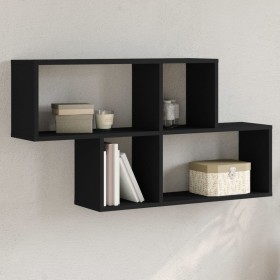 Engineered wood black wall shelf 100x20x53 cm by , Shelves and shelves - Ref: Foro24-848018, Price: 48,51 €, Discount: %