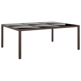 Garden table brown rattan glass surface 200x150x75 cm by vidaXL, Garden tables - Ref: Foro24-310589, Price: 235,99 €, Discoun...