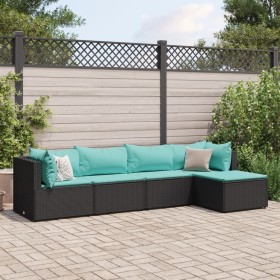 5-piece garden furniture set with black synthetic rattan cushions by , Garden sets - Ref: Foro24-3308060, Price: 337,07 €, Di...