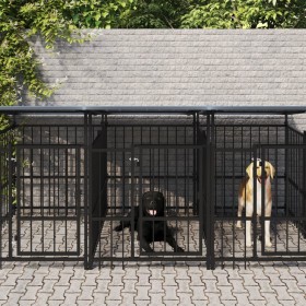 Outdoor dog kennel with steel roof 7.51 m² by , Dog kennels and fences - Ref: Foro24-3124591, Price: 1,00 €, Discount: %