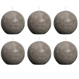 Bolsius Rustic ball candles grey taupe 6 units 80 mm by , Candles - Ref: Foro24-400718, Price: 16,40 €, Discount: %