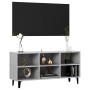 TV stand with gray concrete metal legs 103.5x30x50 cm by , TV Furniture - Ref: Foro24-805954, Price: 58,99 €, Discount: %