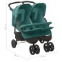 Carrito para gemelos de acero verde de , Cochecitos de bebé - Ref: Foro24-10246, Precio: 293,41 €, Descuento: %