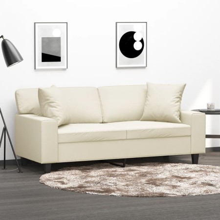 2-seater sofa with cream-colored synthetic leather cushions, 140 cm by , Sofas - Ref: Foro24-3200867, Price: 290,25 €, Discou...