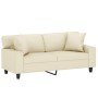 Zweiplätziges Sofa mit cremefarbenen Kunstlederkissen, 140 cm. von , Sofas - Ref: Foro24-3200867, Preis: 290,25 €, Rabatt: %