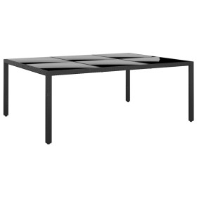 Mesa jardín vidrio templado ratán sintético negro 200x150x75 cm de vidaXL, Mesas de jardín - Ref: Foro24-310586, Precio: 262,...