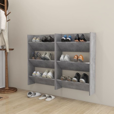 Wand-Schuhregale, 2 Stück, graue Sperrholz-Betonoptik, 60x18x90cm. von , Schuhregale und Schuhorganisatoren - Ref: Foro24-806...