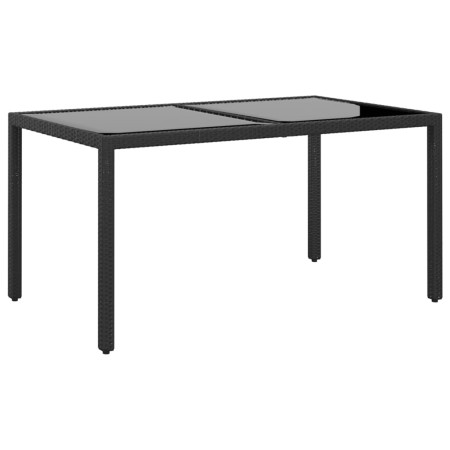 Mesa jardín vidrio templado ratán sintético negro 150x90x75 cm de vidaXL, Mesas de jardín - Ref: Foro24-310574, Precio: 138,8...