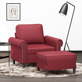 Armchair with footstool in synthetic red wine leather, 60 cm. by , Sofas - Ref: Foro24-3201203, Price: 219,94 €, Discount: %