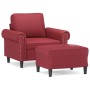 Sillón con taburete cuero sintético rojo tinto 60 cm de , Sofás - Ref: Foro24-3201203, Precio: 219,94 €, Descuento: %