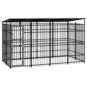 Outdoor dog kennel with steel roof 7.37 m² by , Dog kennels and fences - Ref: Foro24-3097967, Price: 1,00 €, Discount: %