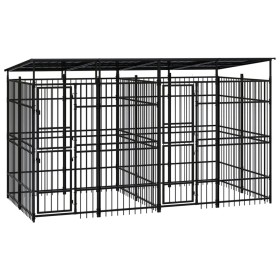 Outdoor dog kennel with steel roof 7.37 m² by , Dog kennels and fences - Ref: Foro24-3098014, Price: 1,00 €, Discount: %