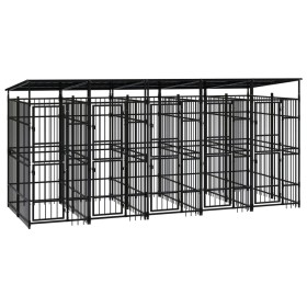 Outdoor dog kennel with a steel roof 9.22 m² by , Dog kennels and fences - Ref: Foro24-3097950, Price: 1,00 €, Discount: %