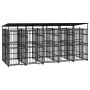 Outdoor dog kennel with a steel roof 9.22 m² by , Dog kennels and fences - Ref: Foro24-3097950, Price: 1,00 €, Discount: %