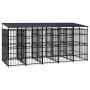 Outdoor dog kennel with a steel roof 9.22 m² by , Dog kennels and fences - Ref: Foro24-3097950, Price: 1,00 €, Discount: %