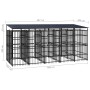 Outdoor dog kennel with a steel roof 9.22 m² by , Dog kennels and fences - Ref: Foro24-3097950, Price: 1,00 €, Discount: %