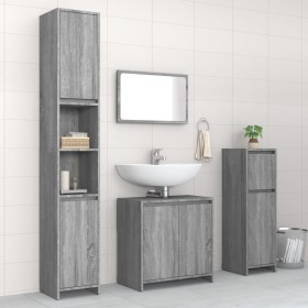 4-piece bathroom furniture set made of gray Sonoma plywood. by , Bathroom furniture - Ref: Foro24-3143929, Price: 204,74 €, D...