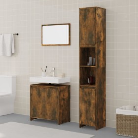 Set de muebles baño 3 pzas madera contrachapada roble ahumado de , Muebles de baño - Ref: Foro24-3152719, Precio: 140,43 €, D...