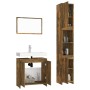 Set de muebles baño 3 pzas madera contrachapada roble ahumado de , Muebles de baño - Ref: Foro24-3152719, Precio: 145,85 €, D...