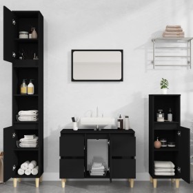 Juego de muebles de baño 3 pzas madera contrachapada negro de , Muebles de baño - Ref: Foro24-3185598, Precio: 229,67 €, Desc...