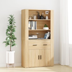 Tall plywood oak-colored sideboard by , Sideboards - Ref: Foro24-3185378, Price: 136,69 €, Discount: %