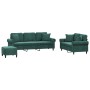 Set of sofas with 3 dark green velvet cushions by , Sofas - Ref: Foro24-3202282, Price: 622,11 €, Discount: %