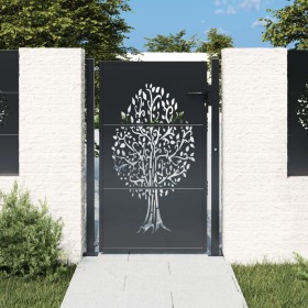 Garden gate in anthracite grey steel with tree design, 105x130 cm. by , garden gates - Ref: Foro24-153156, Price: 184,36 €, D...