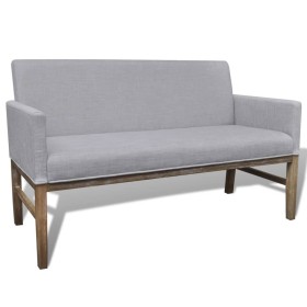 Banco con cojín acolchado madera de caucho tela gris claro de , Sofás - Ref: Foro24-241663, Precio: 262,99 €, Descuento: %