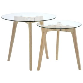 Set of 2 side tables with tempered glass tops. by , Coffee table - Ref: Foro24-249501, Price: 72,56 €, Discount: %