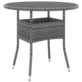 Gartentisch aus gehärtetem Glas und grauem synthetischem Rattan Ø80x75 cm von vidaXL, Gartentische - Ref: Foro24-310606, Prei...