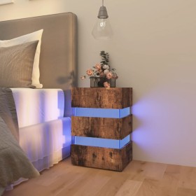 Mesita de noche LED madera ingeniería roble ahumado 45x35x67 cm de , Mesitas de noche - Ref: Foro24-326848, Precio: 120,87 €,...