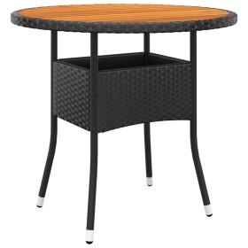 Garden table acacia wood and black synthetic rattan Ø80x75 cm by vidaXL, Garden tables - Ref: Foro24-310608, Price: 97,99 €, ...