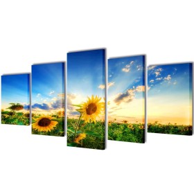 Set decorativo de lienzos para la pared modelo girasoles, 200 x 100 cm de , Carteles, copias y arte visual - Ref: Foro24-2415...