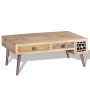 Solid mango wood coffee table with drawers 105x55x41 cm by , Coffee table - Ref: Foro24-244016, Price: 265,99 €, Discount: %