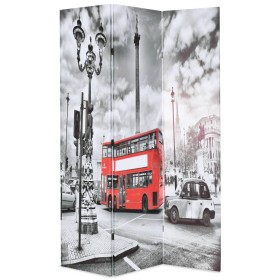 Folding room divider 120x170 cm London bus white and black by , Room dividers - Ref: Foro24-245873, Price: 71,99 €, Discount: %